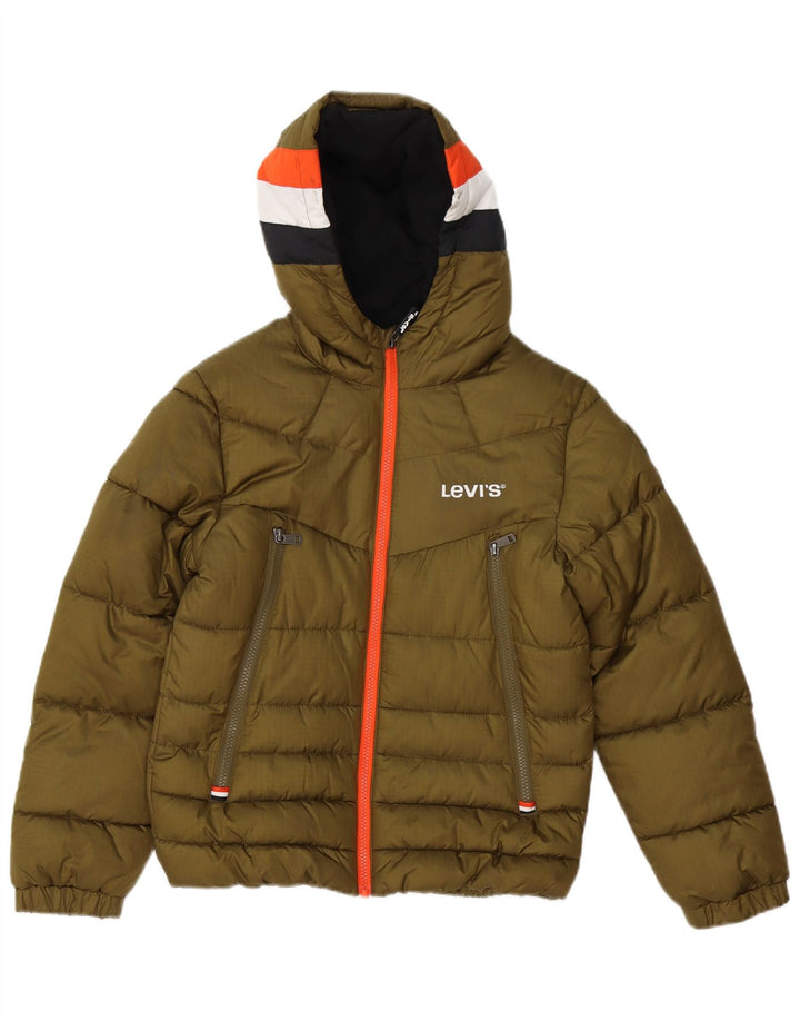 Levi's Boys Hooded Padded Jacket 11-12 Years Khaki Colourblock Polyester