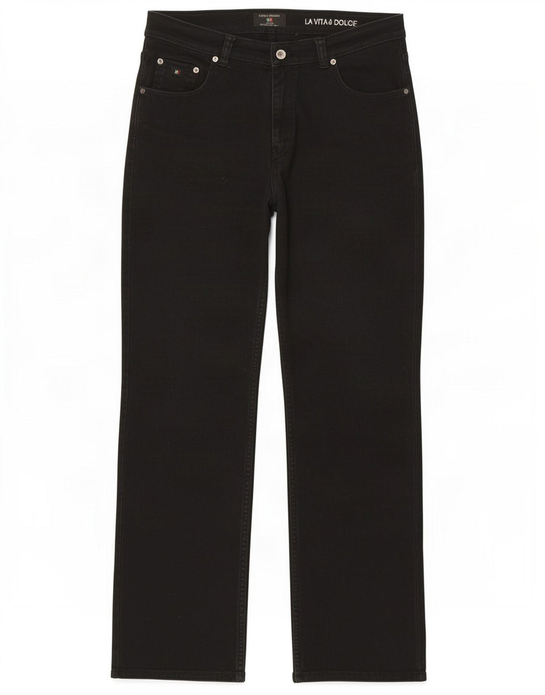 Carlo Colucci Mens Straight Jeans W34 L32 Black Cotton