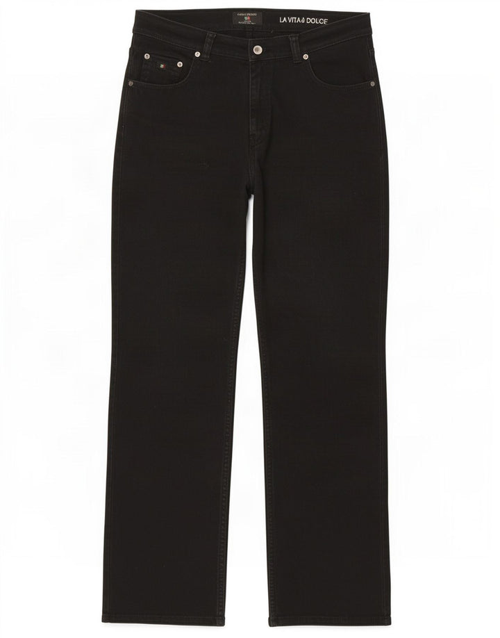 Carlo Colucci Mens Straight Jeans W34 L32 Black Cotton