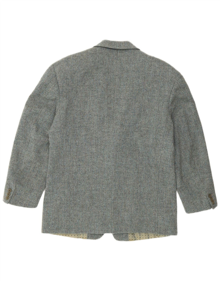 HUGO BOSS Mens 2 Button Blazer Jacket IT 52 XL Blue Herringbone New Wool