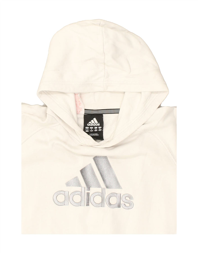 ADIDAS Girls Graphic Hoodie Jumper 11-12 Years Off White Cotton | Vintage Adidas | Thrift | Second-Hand Adidas | Used Clothing | Messina Hembry 