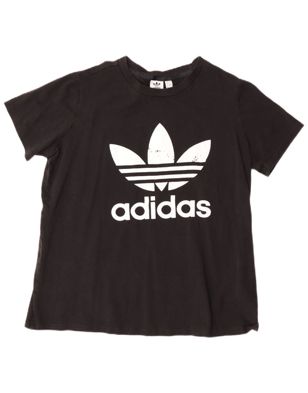 Adidas Womens Graphic T-Shirt Top UK 20/22 XL Black Cotton