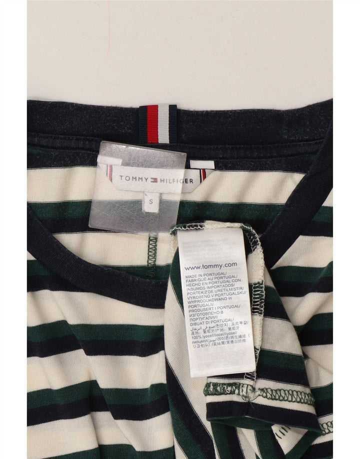 Tommy Hilfiger Mens Top Long Sleeve Small Green Striped Lyocell