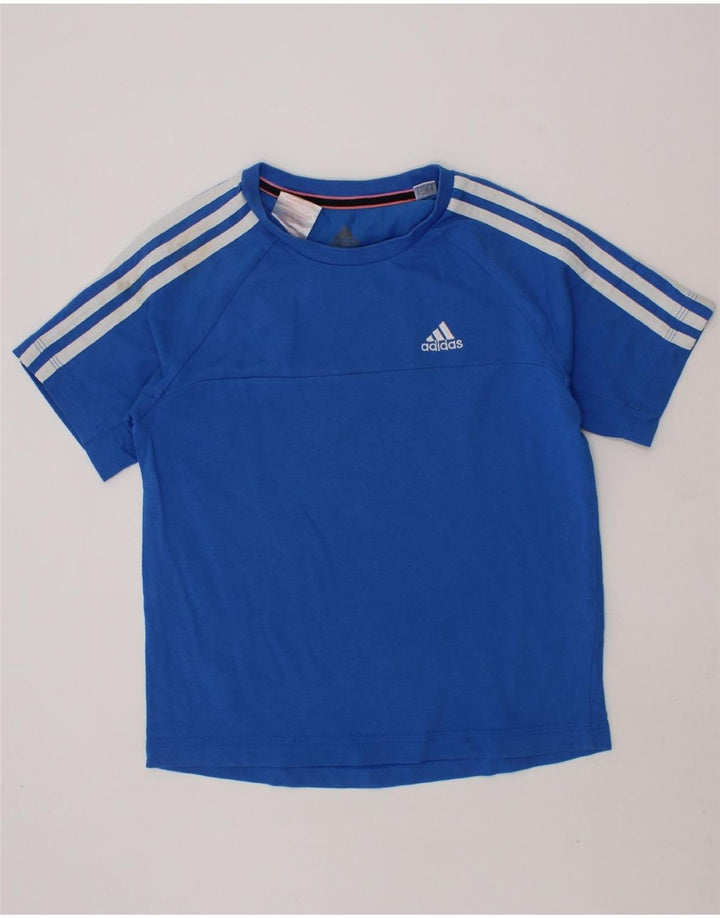 ADIDAS Boys Climalite T-Shirt Top 7-8 Years Blue Cotton Vintage Adidas and Second-Hand Adidas from Messina Hembry 