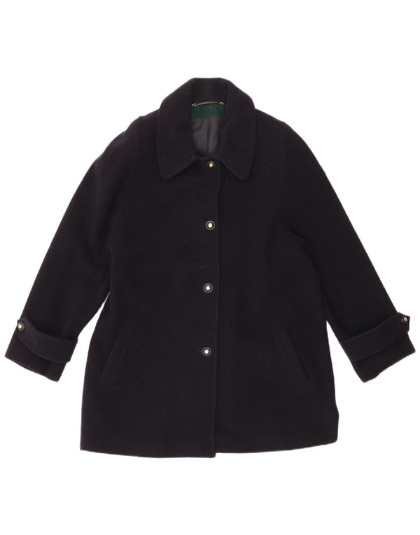 DORENE Womens Overcoat UK 12 Medium Navy Blue Wool