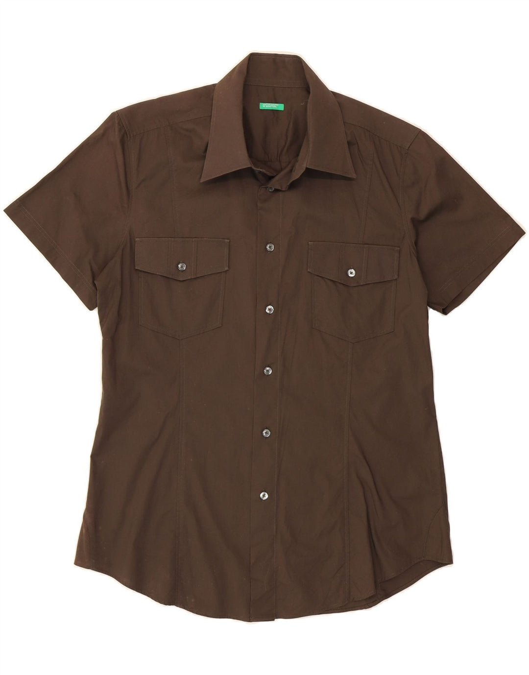 BENETTON Mens Short Sleeve Shirt Medium Brown Vintage Benetton and Second-Hand Benetton from Messina Hembry 