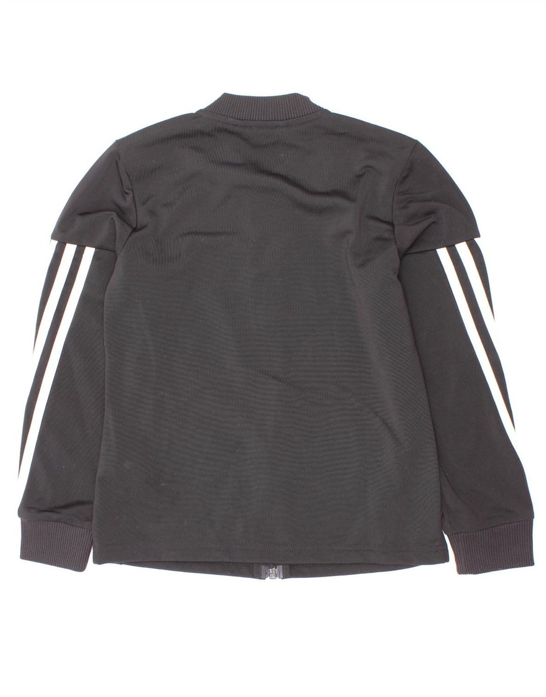Adidas Girls Tracksuit Top Jacket 7-8 Years Black Pinstripe Polyester