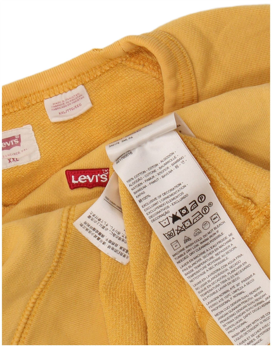Levi's Womens Oversized Sweatshirt Jumper UK 20 2XL Yellow Cotton