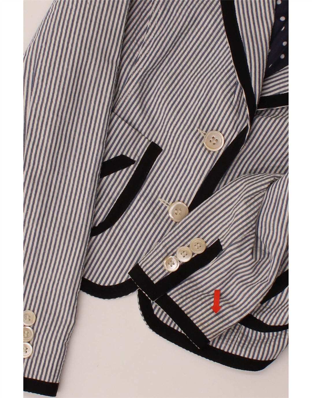 RED VALENTINO Womens 2 Button Crop Blazer Jacket IT 42 Medium Blue Striped Vintage Red Valentino and Second-Hand Red Valentino from Messina Hembry 