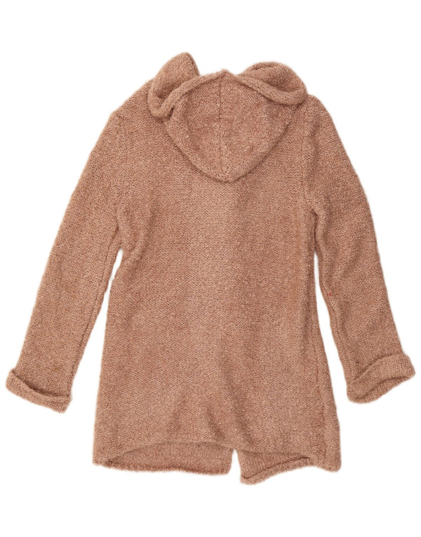 Zara Girls Hooded Longline Cardigan Sweater 13-14 Years Brown Flecked