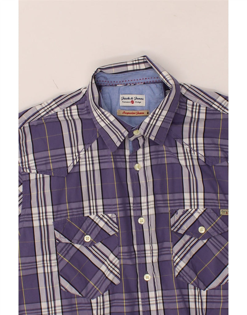 JACK & JONES Mens Short Sleeve Shirt Medium Purple Check Cotton Vintage Jack & Jones and Second-Hand Jack & Jones from Messina Hembry 