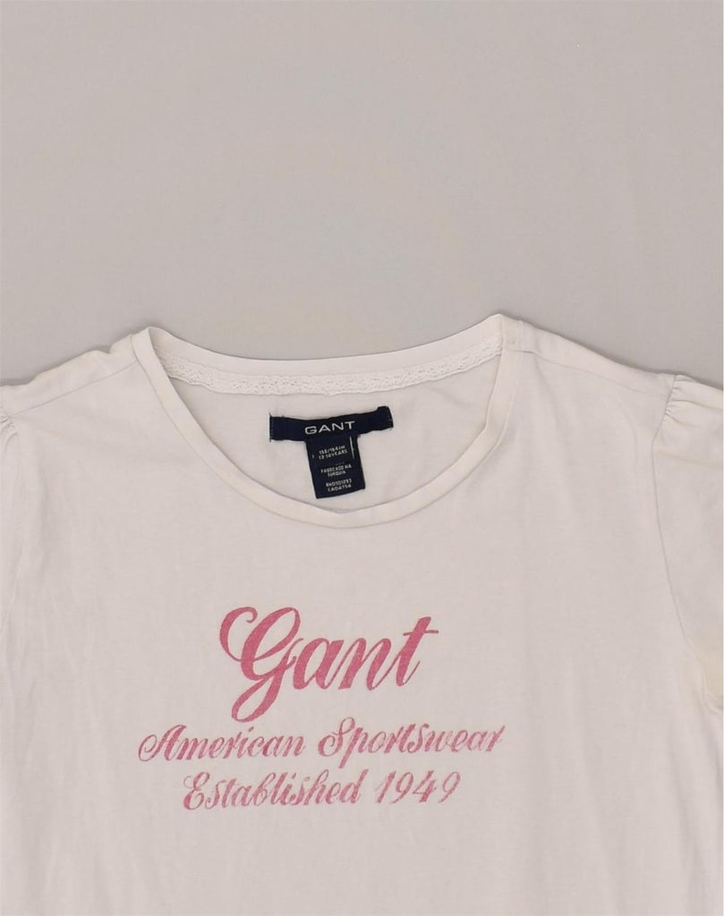 GANT Girls Graphic T-Shirt Top 13-14 Years White Cotton | Vintage Gant | Thrift | Second-Hand Gant | Used Clothing | Messina Hembry 