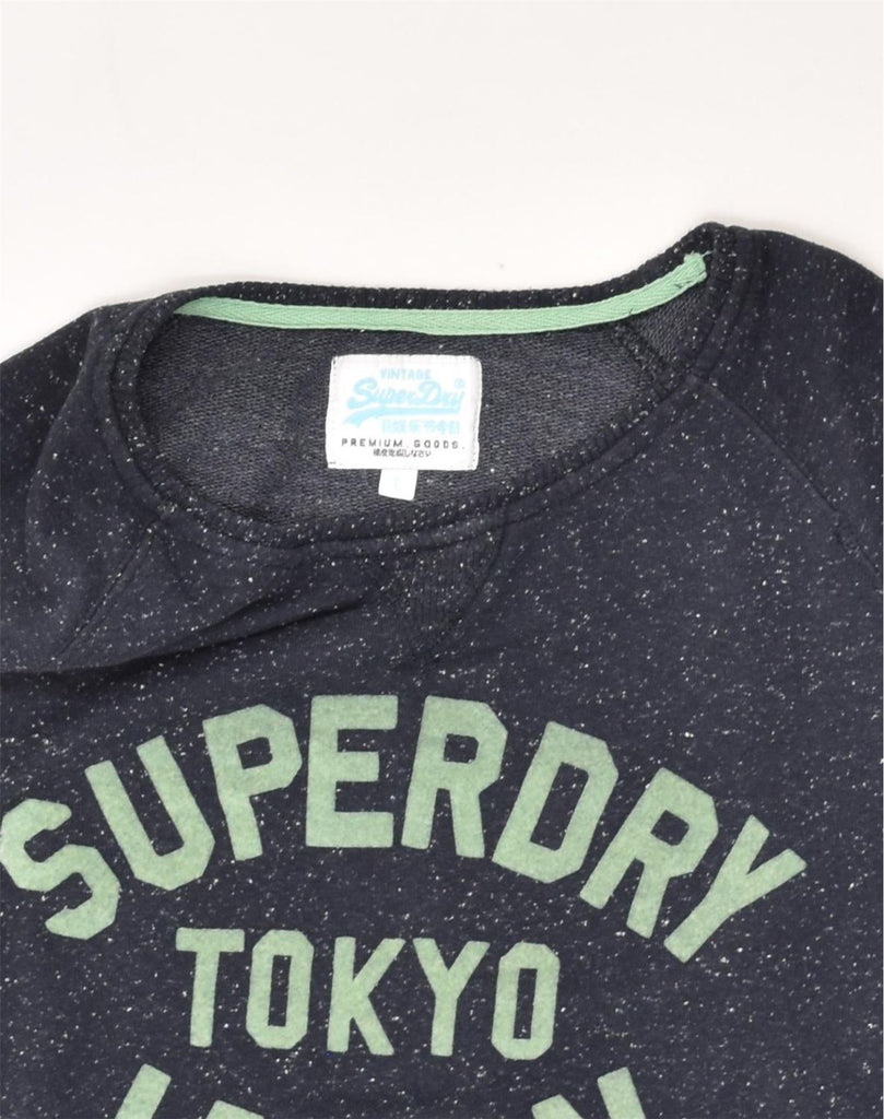 SUPERDRY Womens Vintage Crop Graphic T-Shirt Top UK 16 Large Grey Cotton | Vintage Superdry | Thrift | Second-Hand Superdry | Used Clothing | Messina Hembry 