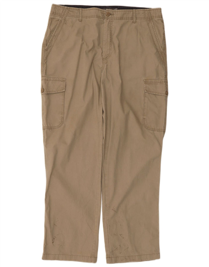 Marks & Spencer Mens Straight Cargo Trousers W38 L31 Beige Cotton