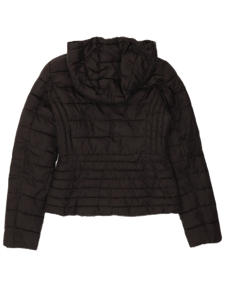 Zara Womens Hooded Padded Jacket UK 10 Small Black Polyester