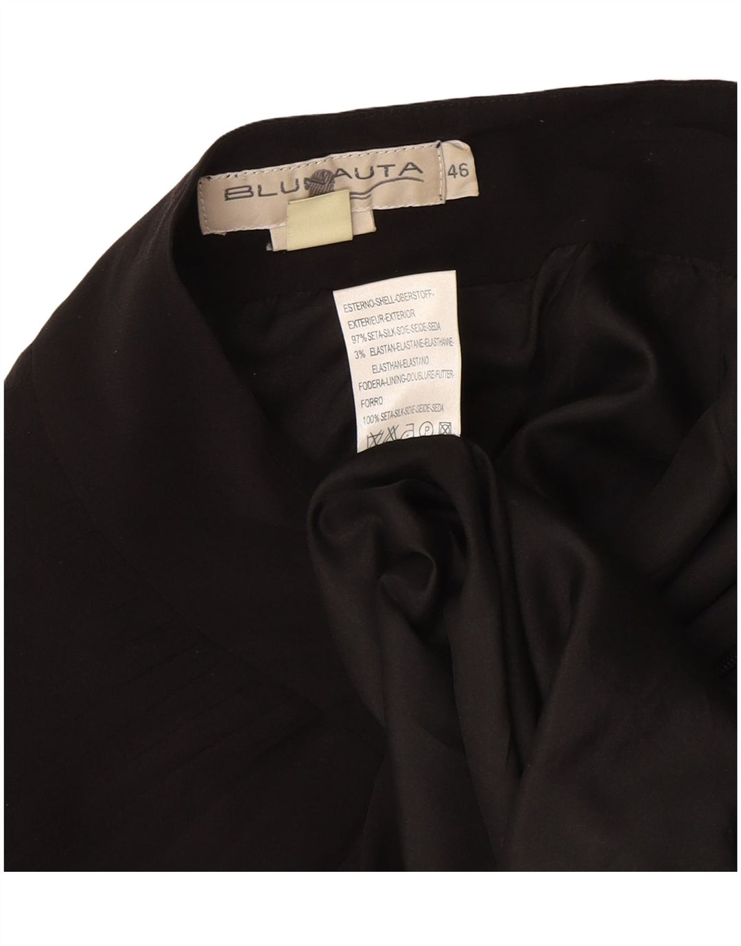 Blunauta Womens Mini Skirt IT 46 Large W36  Black Silk