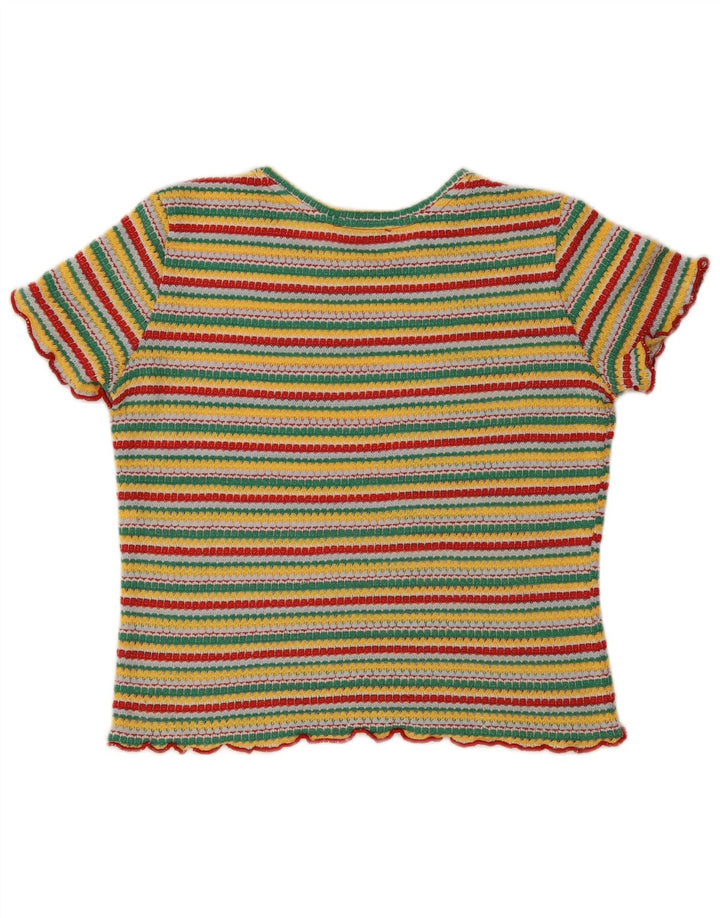 Zara Womens Crop T-Shirt Top UK 14 Large Multicoloured Striped