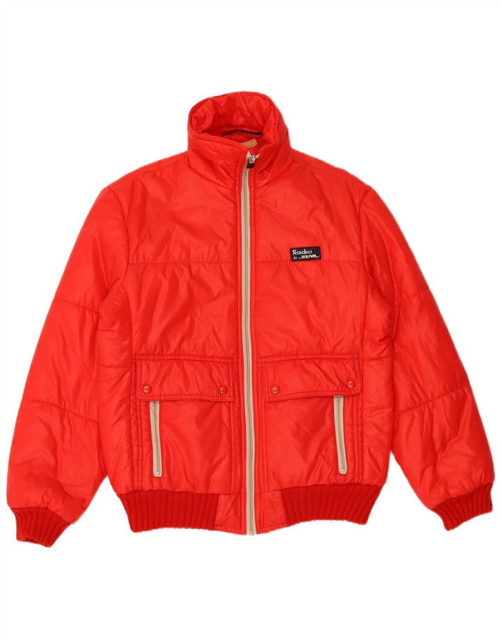 RADICI Mens Hooded Padded Jacket IT 48 Medium Red Polyamide