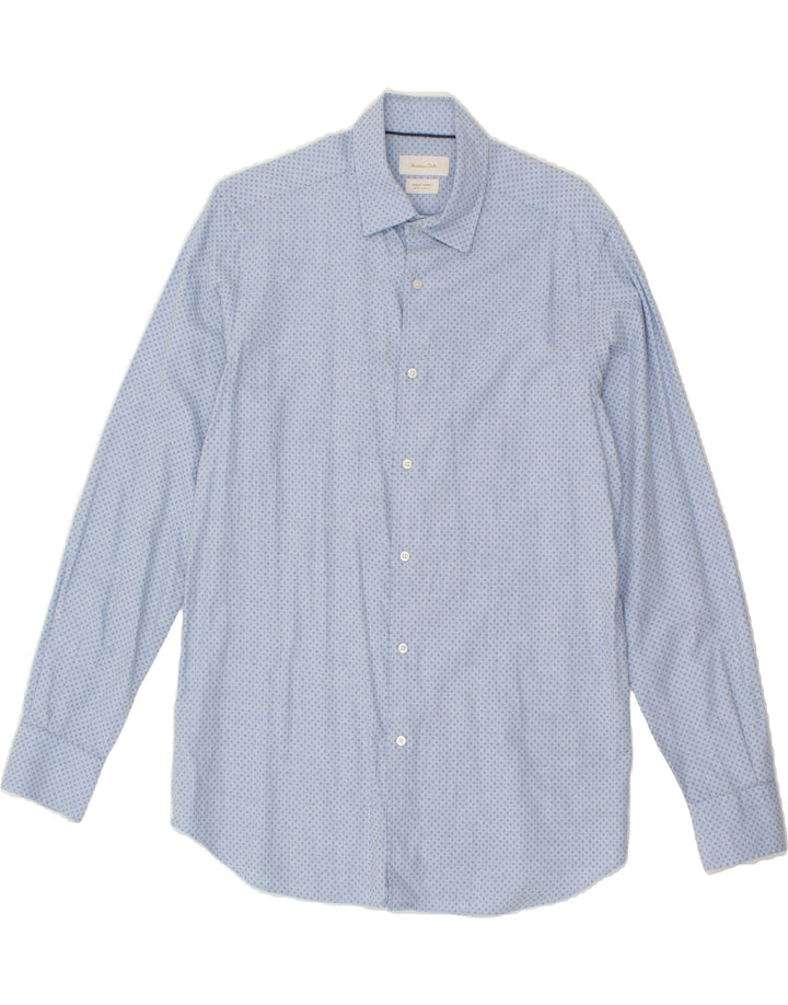 MASSIMO DUTTI Mens Shirt Medium Blue Spotted Cotton Vintage Massimo Dutti and Second-Hand Massimo Dutti from Messina Hembry 