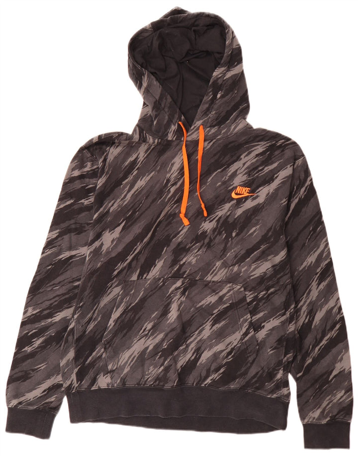 Nike Mens Hoodie Jumper Medium Grey Camouflage Cotton