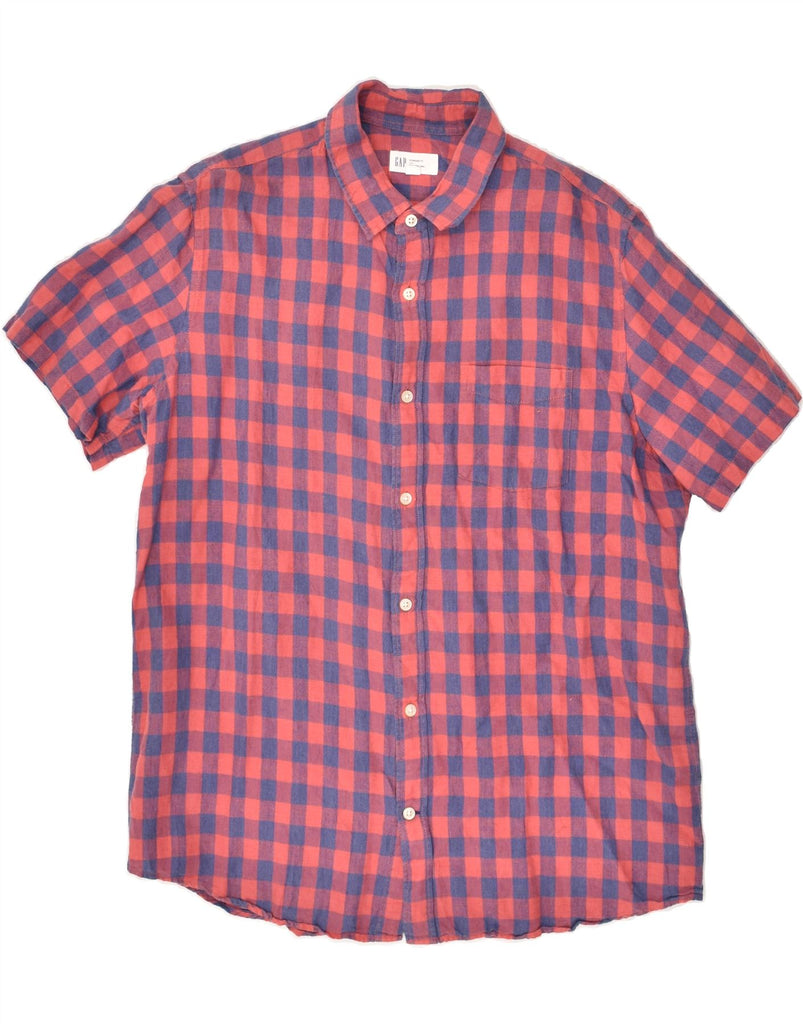 GAP Mens Standard Fit Short Sleeve Shirt Large Red Check Cotton | Vintage Gap | Thrift | Second-Hand Gap | Used Clothing | Messina Hembry 