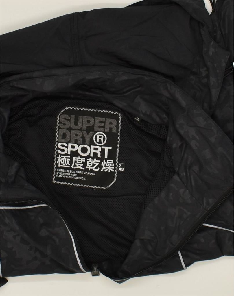 SUPERDRY Mens Hooded Windbreaker Jacket UK 34 2XS Black Polyester | Vintage Superdry | Thrift | Second-Hand Superdry | Used Clothing | Messina Hembry 