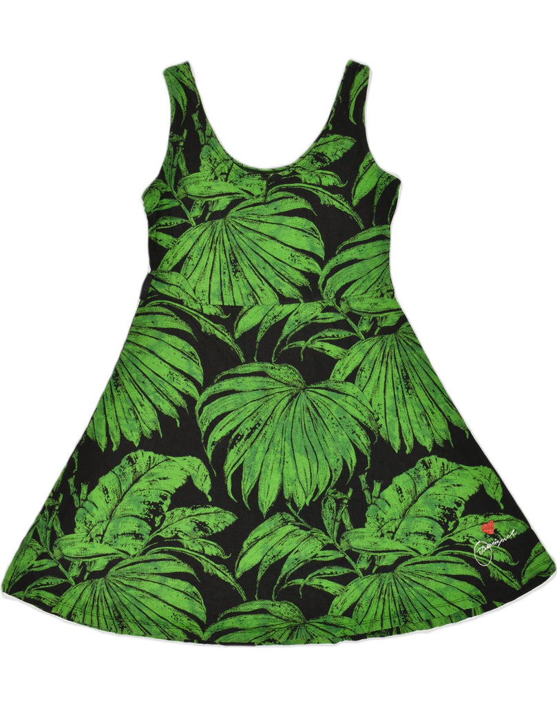 DESIGUAL Womens Sundress UK 12 Medium Green Floral Cotton | Vintage Desigual | Thrift | Second-Hand Desigual | Used Clothing | Messina Hembry 