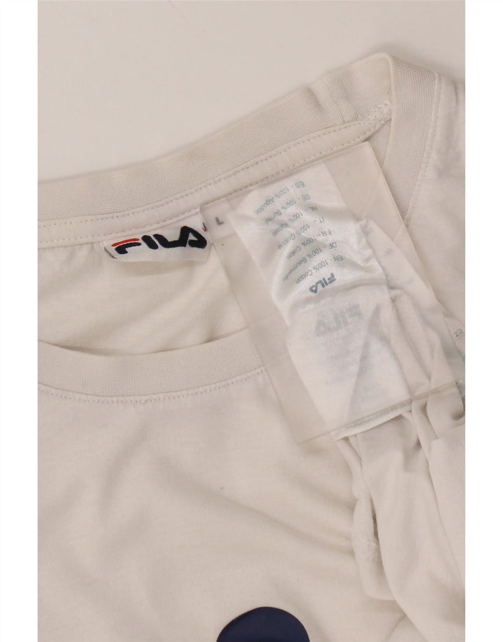 Fila Mens Graphic T-Shirt Top Large White Cotton
