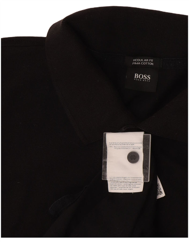 HUGO BOSS Mens Regular Fit Polo Shirt Medium Black Cotton