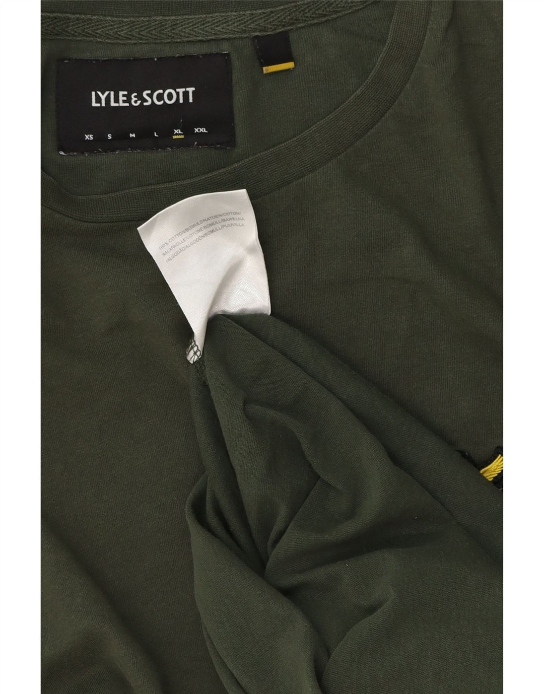 Lyle & Scott Mens T-Shirt Top XL Khaki Cotton