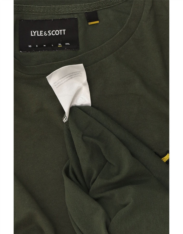 Lyle & Scott Mens T-Shirt Top XL Khaki Cotton