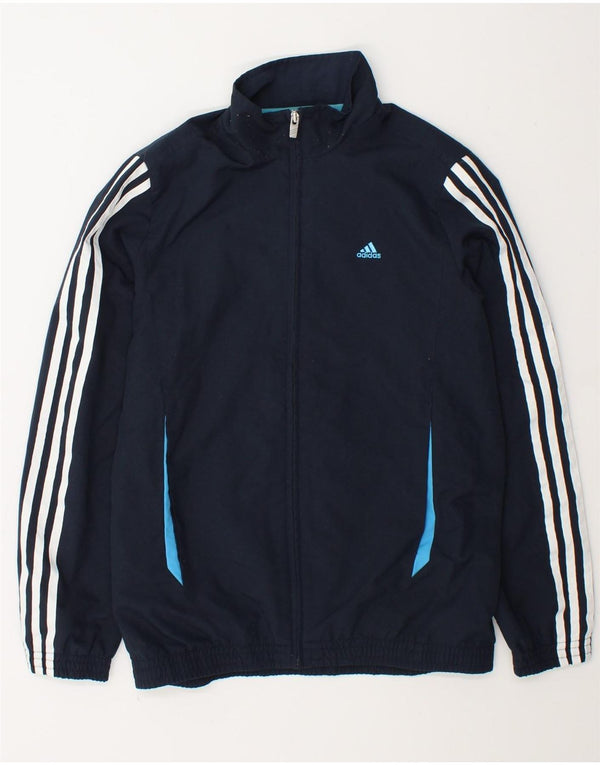 Adidas Boys Graphic Tracksuit Top Jacket 13-14 Years Navy Blue Colourblock