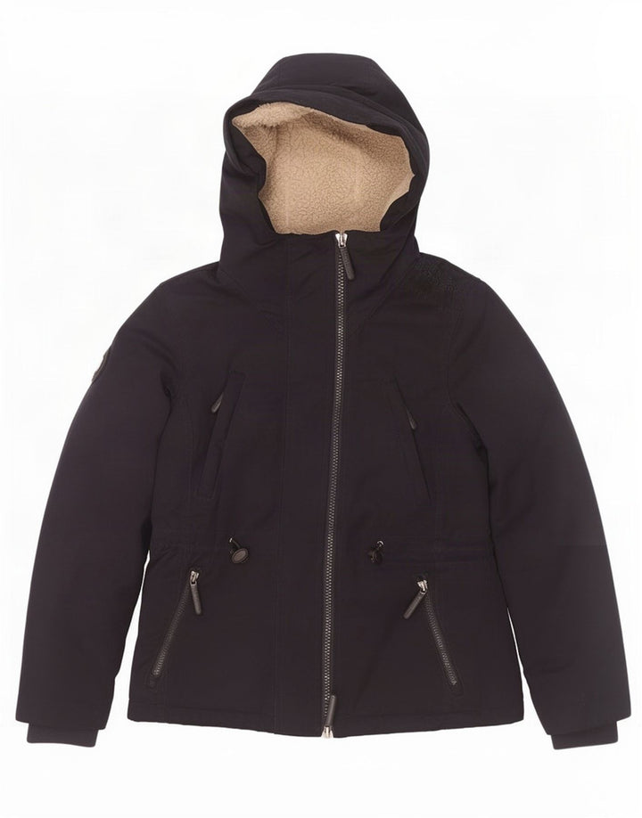 Superdry Womens Windparka Hooded Windbreaker Jacket UK 14 Medium Navy Blue