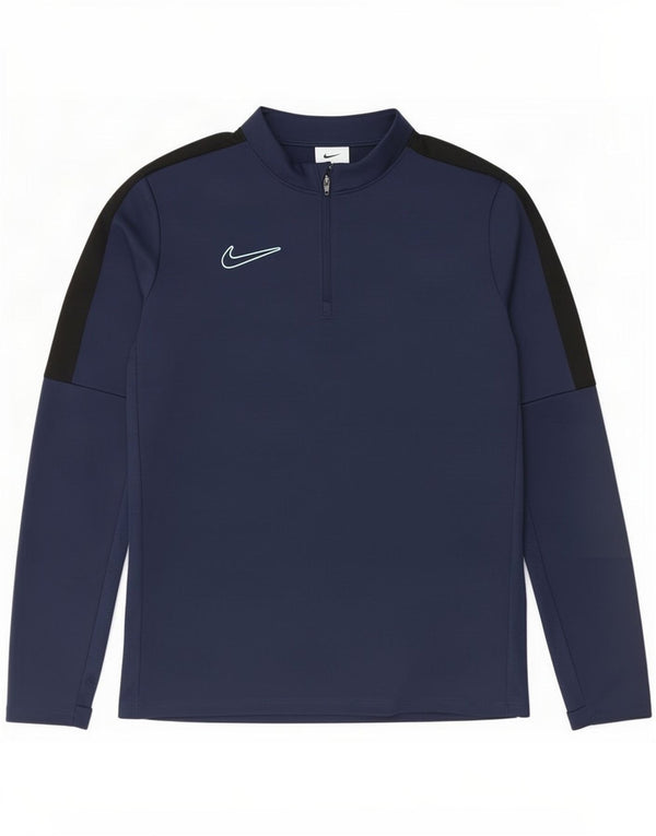 Nike Boys Dri Fit Pullover Tracksuit Top 6-7 Years Large Navy Blue