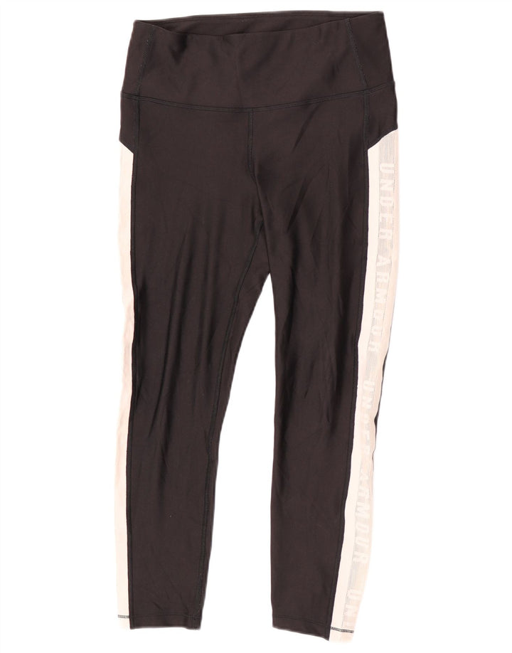 Under Armour Womens Graphic Capri Leggings UK 12 Medium Black Colourblock