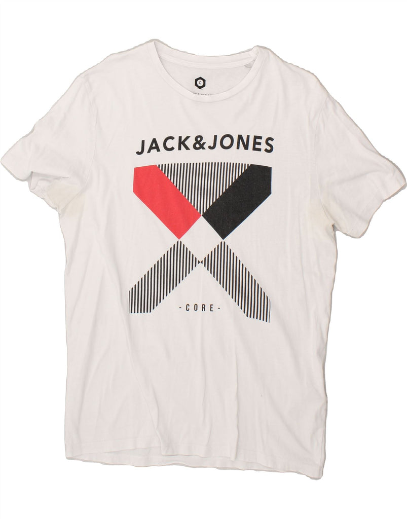 JACK & JONES Mens Graphic T-Shirt Top Large White Cotton | Vintage Jack & Jones | Thrift | Second-Hand Jack & Jones | Used Clothing | Messina Hembry 