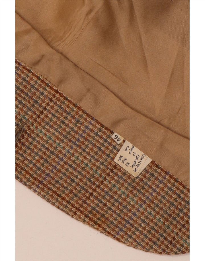 Vintage Womens 2 Button Blazer Jacket IT 46 Large Brown Check Wool