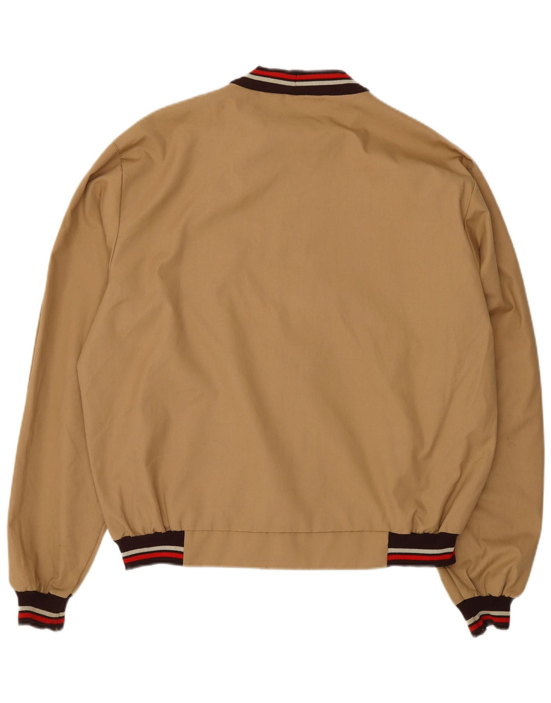 VINTAGE Mens Bomber Jacket IT 48 Medium Beige Cotton