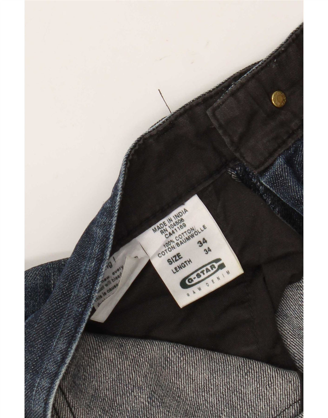G-Star Mens Straight Jeans W34 L29 Navy Blue Cotton