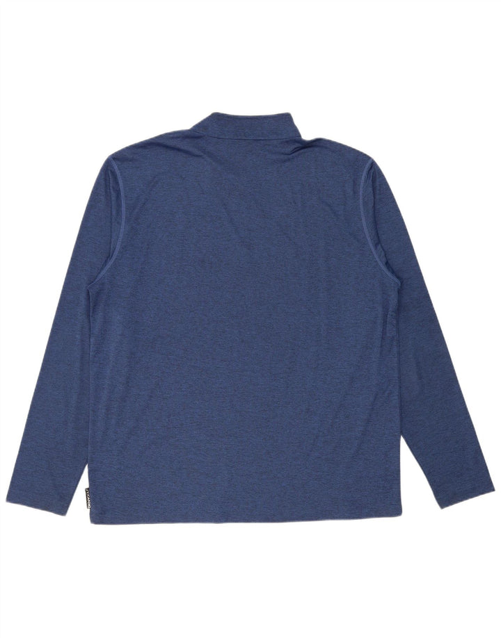 DKNY Mens Zip Neck Pullover Tracksuit Top XL Navy Blue Flecked Polyester