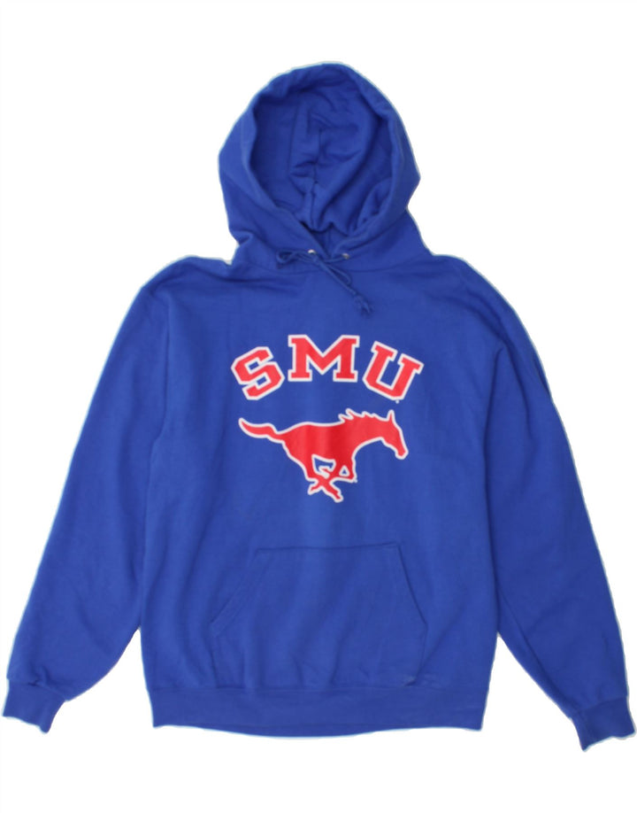CHAMPION Mens SMU Mustangs Graphic Hoodie Jumper Medium Blue Polyester Vintage Champion and Second-Hand Champion from Messina Hembry 