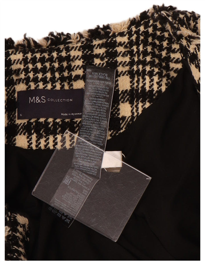 Marks & Spencer Womens Blazer Jacket UK 6 XS Black Plaid Polyester