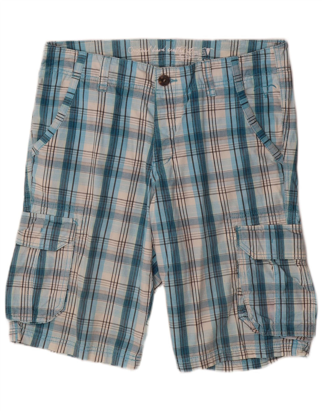 EDC Mens Cargo Shorts W34 Large Blue Check