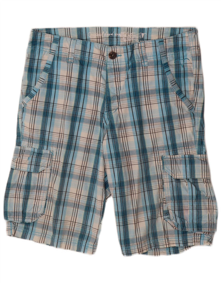 EDC Mens Cargo Shorts W34 Large Blue Check