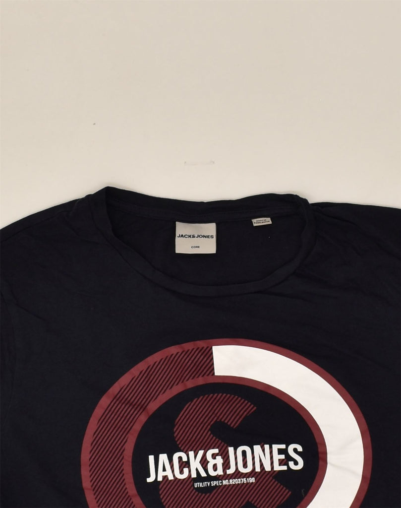 JACK & JONES Mens Graphic T-Shirt Top Medium Navy Blue Cotton | Vintage Jack & Jones | Thrift | Second-Hand Jack & Jones | Used Clothing | Messina Hembry 