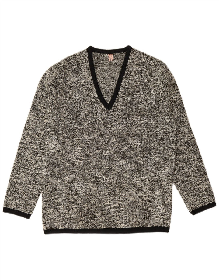 Shetland Mens V-Neck Jumper Sweater Small Navy Blue Flecked New Wool