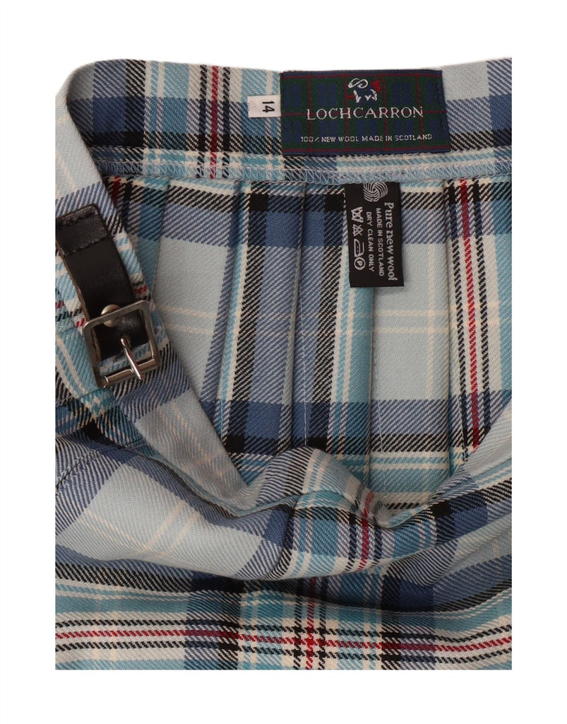 LOCHCARRON Womens Pleated Wrap Skirt UK 14 Medium W30 Blue Check New Wool Vintage Lochcarron and Second-Hand Lochcarron from Messina Hembry 