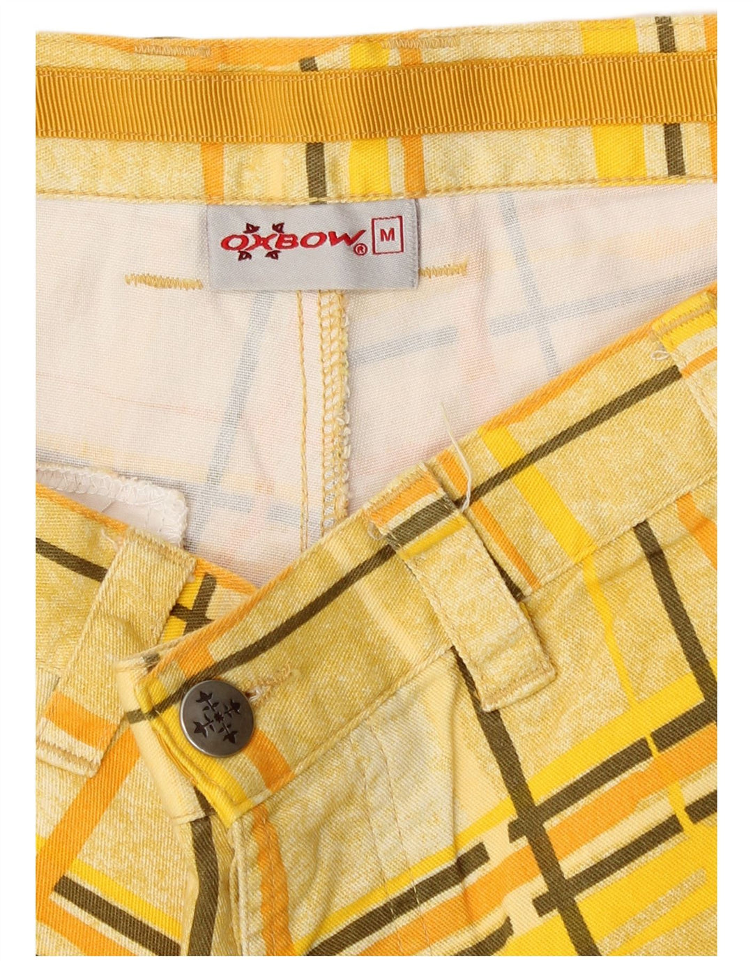 Oxbow Mens Chino Shorts Medium W30 Yellow Check