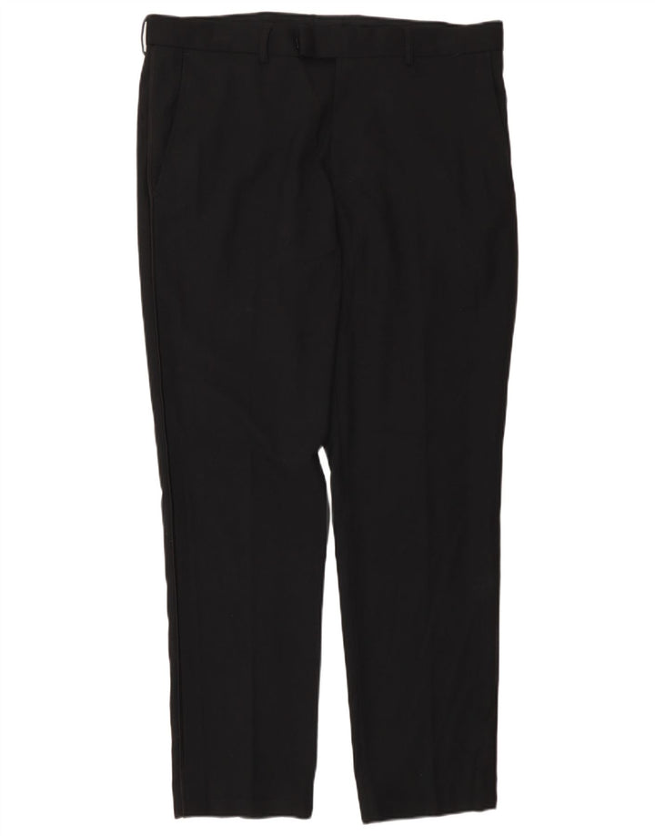 Marks & Spencer Mens Slim Suit Trousers W34 L29 Black Polyester