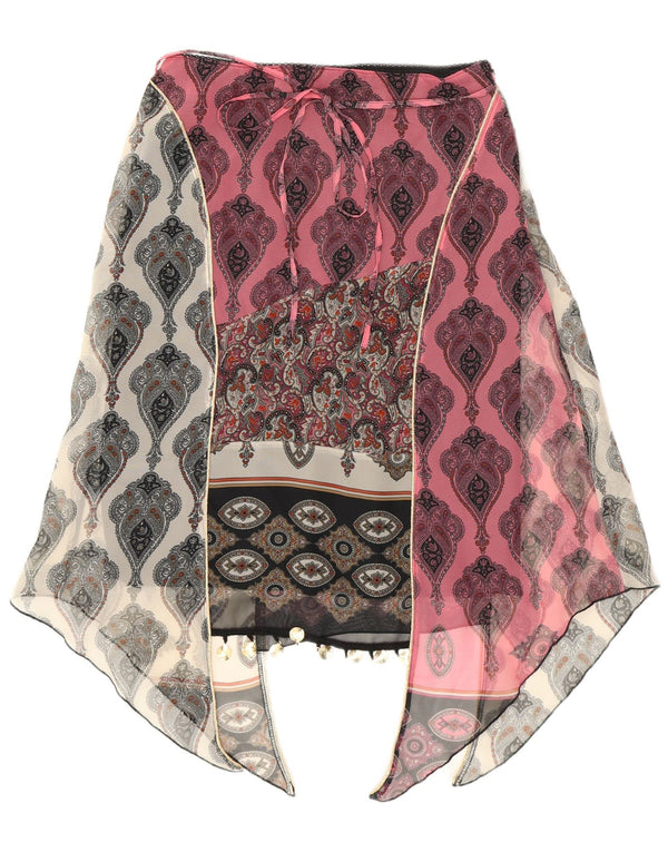 Kookai Womens Asymmetrical Skirt EU 38 Medium W28 Pink Paisley Polyester
